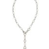 Noble Vintage Silver Horseshoe Y Necklace in Variegated Dark Teal Magnesite