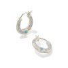 Noble 14k White Gold Huggie Earrings in Turquoise