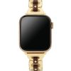 Nora Gold Tone Stainless Steel Leather Wrapped Watch Band