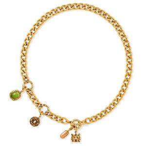 Raina Vintage Gold Charm Necklace