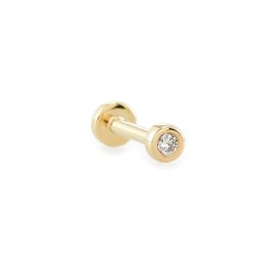 Reeve Mini 14K Yellow Gold Single Stud Earring in White Diamond