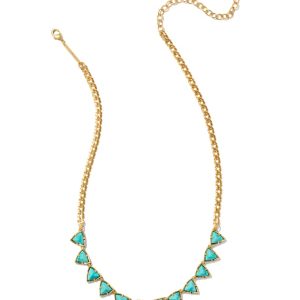 Robby Vintage Gold Strand Necklace in Variegated Turquoise Magnesite
