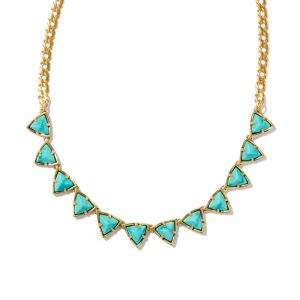 Robby Vintage Gold Strand Necklace in Variegated Turquoise Magnesite - alternate view