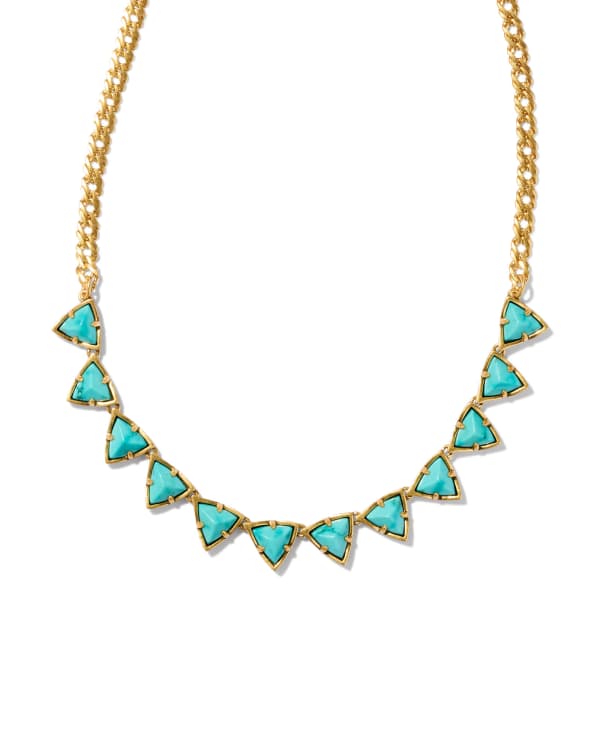 Robby Vintage Gold Strand Necklace in Variegated Turquoise Magnesite - alternate view