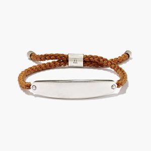 Robert Oxidized Sterling Silver Corded Bracelet in Dark Orange Leather