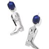 Rosie Silver Statement Earrings in Navy Mother-of-Pearl