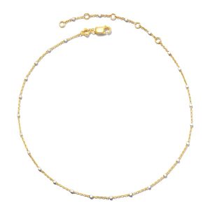 Single Satellite Chain Anklet in Sterling Silver & 18k Yellow Gold Vermeil
