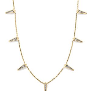 Small Spike 14k Yellow Gold Strand Necklace