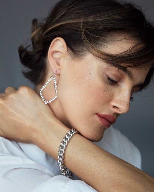 Sophee Crystal Drop Earrings in Silver - view 2