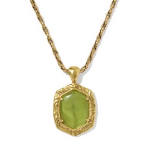 Tiger Striped Daphne Vintage Gold Small Long Pendant Necklace
