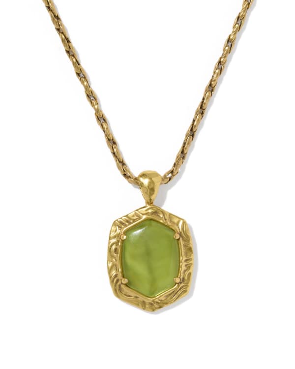 Tiger Striped Daphne Vintage Gold Small Long Pendant Necklace