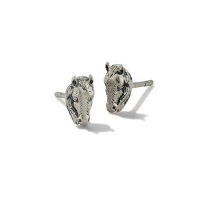 Tiny Beau Stud Earrings in Oxidized Sterling Silver
