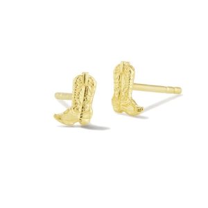 Tiny Cowboy Boot Stud Earrings in 18k Yellow Gold Vermeil