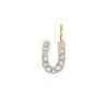 14k Yellow Gold Letter U Charm in White Diamond