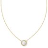 Volleyball Gold Short Pendant Necklace in White Mother-of-Pearl