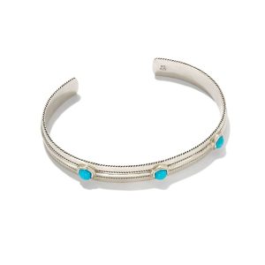 Weston Oxidized Sterling Silver Cuff Bracelet in Turquoise