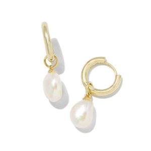 Willa Convertible Gold Pearl Huggie Earrings